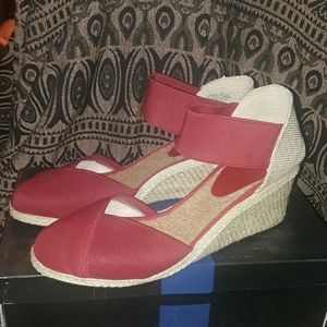 Ralph Lauren Charla Red Wedge Espadrille